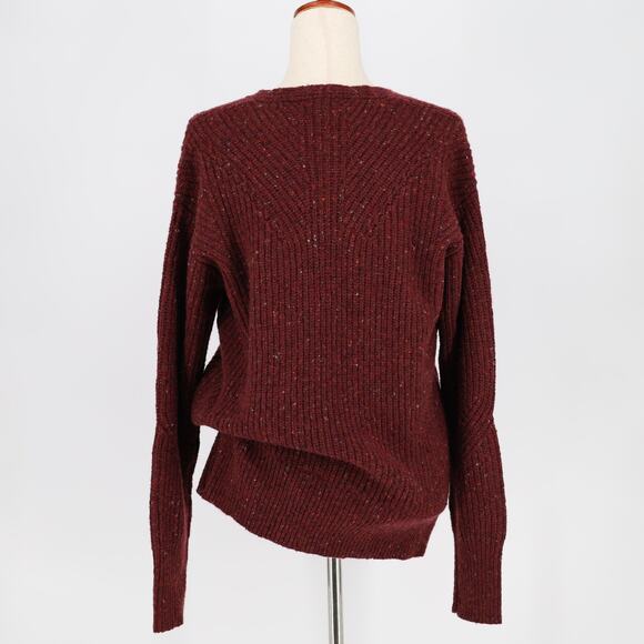 Rag & Bone Women Burgundy Donegal Wool Knit Casual V-Neck Relaxed Sweater Size S - Picture 5 of 6